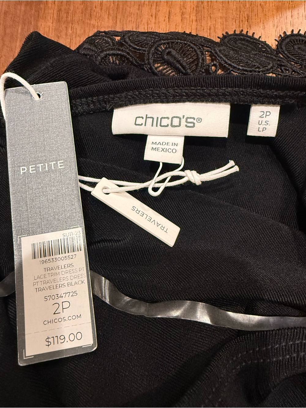 Chico's Black Short Sleeve Maxi Dress with Lace Hem Detail - Picture 5 of 5